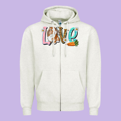 Love Easter Rabbit Zipper Hoodie Designed By Nancycooperartshop