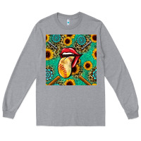 Heather Grey softball lips sunflowers and gemstones seamless pattern Long Sleeve Tee - BundleAndBundleShop