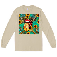 Mushroom softball lips sunflowers and gemstones seamless pattern Long Sleeve Tee - BundleAndBundleShop