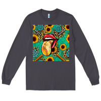 Smoke softball lips sunflowers and gemstones seamless pattern Long Sleeve Tee - BundleAndBundleShop