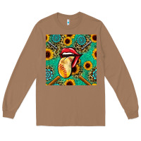 Toasted Coconut softball lips sunflowers and gemstones seamless pattern Long Sleeve Tee - BundleAndBundleShop