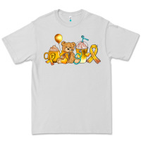Dove Grey childhood cancer ribbon and coffee cups Premium Tee - AdoDesignShop
