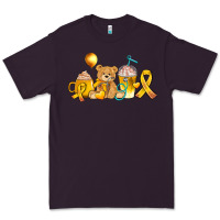 Plum childhood cancer ribbon and coffee cups Premium Tee - AdoDesignShop