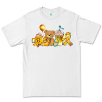 White childhood cancer ribbon and coffee cups Premium Tee - AdoDesignShop