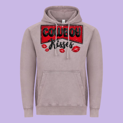 Cowboy Kisses Vintage Hoodie Designed By Maliassmallbusiness