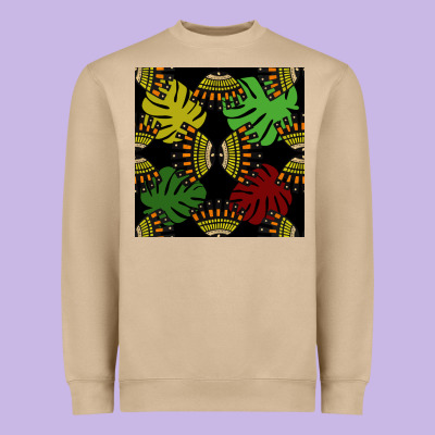 African And Leaf Seamless Pattern Heavyweight Sweatshirt Designed By Bundleandbundleshop