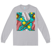 Moon Dust softball uniform glove and bat with field seamless pattern Long Sleeve Tee - BundleAndBundleShop