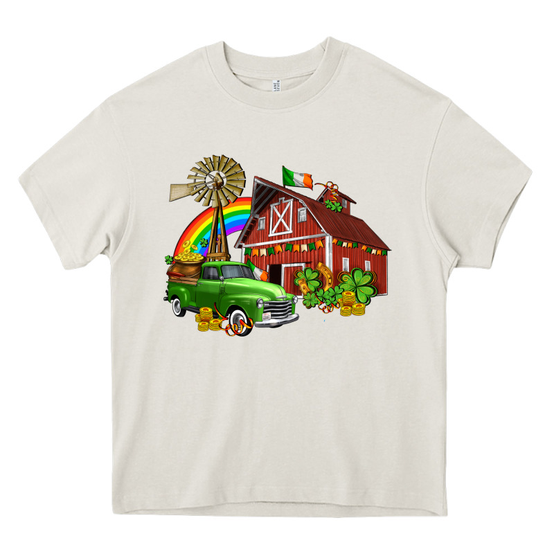 Barn St Patricks With Truck And Shamrocks Heavy Core Tee by AdoDesignShop | Teevron