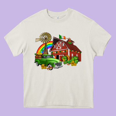 Barn St Patricks With Truck And Shamrocks Heavy Core Tee Designed By Adodesignshop