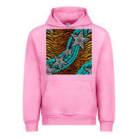 Fuchsia Pink tiger turquoise glitter and stars seamless pattern Urban Hoodie - BundleAndBundleShop