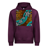 Mauve Wine tiger turquoise glitter and stars seamless pattern Urban Hoodie - BundleAndBundleShop