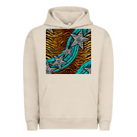 Pigment French Oak tiger turquoise glitter and stars seamless pattern Urban Hoodie - BundleAndBundleShop