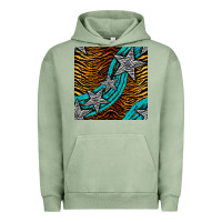 Pigment Oil Green tiger turquoise glitter and stars seamless pattern Urban Hoodie - BundleAndBundleShop
