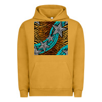 Pigment Peanut Butter tiger turquoise glitter and stars seamless pattern Urban Hoodie - BundleAndBundleShop