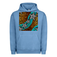 Pigment Pebble Blue tiger turquoise glitter and stars seamless pattern Urban Hoodie - BundleAndBundleShop