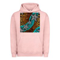 Pigment Salmon tiger turquoise glitter and stars seamless pattern Urban Hoodie - BundleAndBundleShop