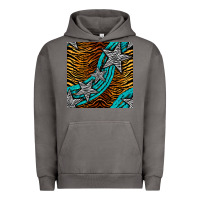 Pigment Tornado tiger turquoise glitter and stars seamless pattern Urban Hoodie - BundleAndBundleShop