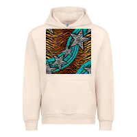 Sandshell tiger turquoise glitter and stars seamless pattern Urban Hoodie - BundleAndBundleShop