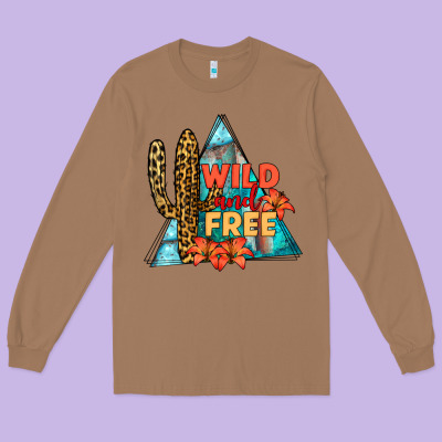 Wıld And Free Long Sleeve Tee Designed By Jahusdesignshop