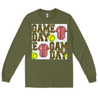 Army Green softball uniform game day seamless pattern Long Sleeve Tee - BundleAndBundleShop