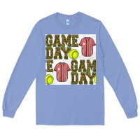 Colony Blue softball uniform game day seamless pattern Long Sleeve Tee - BundleAndBundleShop