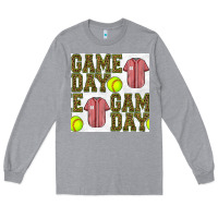 Heather Grey softball uniform game day seamless pattern Long Sleeve Tee - BundleAndBundleShop
