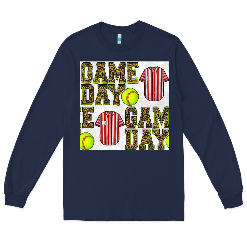 Softball Uniform Game Day Seamless Pattern Long Sleeve Tee by BundleAndBundleShop | Teevron