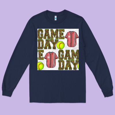 Softball Uniform Game Day Seamless Pattern Long Sleeve Tee Designed By Bundleandbundleshop