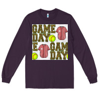 Plum softball uniform game day seamless pattern Long Sleeve Tee - BundleAndBundleShop