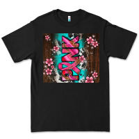 Black western pattern pink with floral cancer ribbon Premium Tee - AdoDesignShop