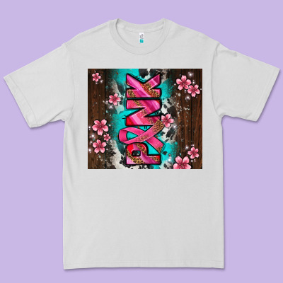 Western Pattern Pink With Floral Cancer Ribbon Premium Tee Designed By Adodesignshop
