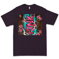 Plum western pattern pink with floral cancer ribbon Premium Tee - AdoDesignShop