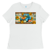 White Fall truck sunflowers Ladies Tee - Artiststas
