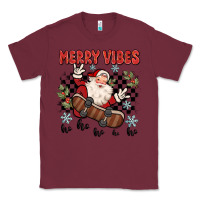 Burgundy merry vibes ho ho ho Classic Tee - MaliasSmallBusiness