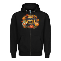 Black Fall School Bus Zipper Hoodie - texasbilliewilder
