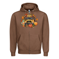 Chestnut Fall School Bus Zipper Hoodie - texasbilliewilder