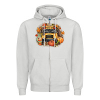 Dove Grey Fall School Bus Zipper Hoodie - texasbilliewilder