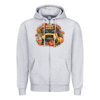 Heather Grey Fall School Bus Zipper Hoodie - texasbilliewilder