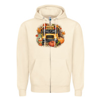 Sandshell Fall School Bus Zipper Hoodie - texasbilliewilder