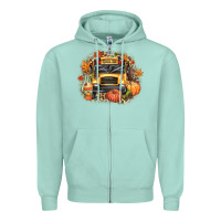 Seafoam Fall School Bus Zipper Hoodie - texasbilliewilder