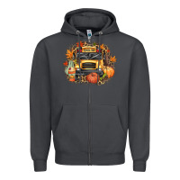 Smoke Fall School Bus Zipper Hoodie - texasbilliewilder