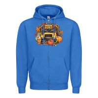 True Royal Fall School Bus Zipper Hoodie - texasbilliewilder
