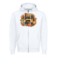 White Fall School Bus Zipper Hoodie - texasbilliewilder
