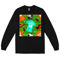 Black soccer ball uniform and shoes seamless pattern Long Sleeve Tee - BundleAndBundleShop