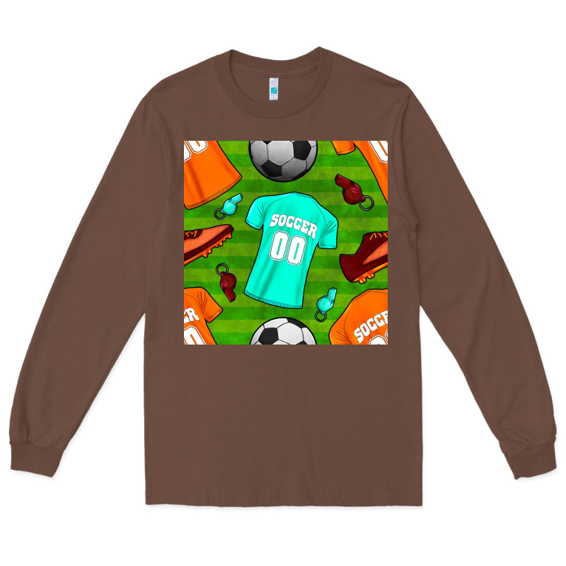 Soccer Ball Uniform And Shoes Seamless Pattern Long Sleeve Tee by BundleAndBundleShop | Teevron