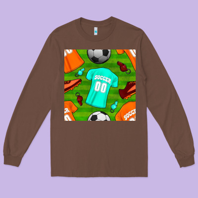 Soccer Ball Uniform And Shoes Seamless Pattern Long Sleeve Tee Designed By Bundleandbundleshop