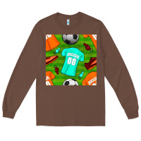 Chestnut soccer ball uniform and shoes seamless pattern Long Sleeve Tee - BundleAndBundleShop