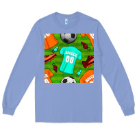 Colony Blue soccer ball uniform and shoes seamless pattern Long Sleeve Tee - BundleAndBundleShop