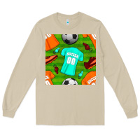 Mushroom soccer ball uniform and shoes seamless pattern Long Sleeve Tee - BundleAndBundleShop
