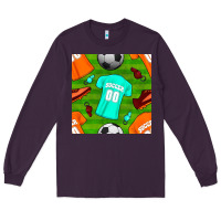 Plum soccer ball uniform and shoes seamless pattern Long Sleeve Tee - BundleAndBundleShop